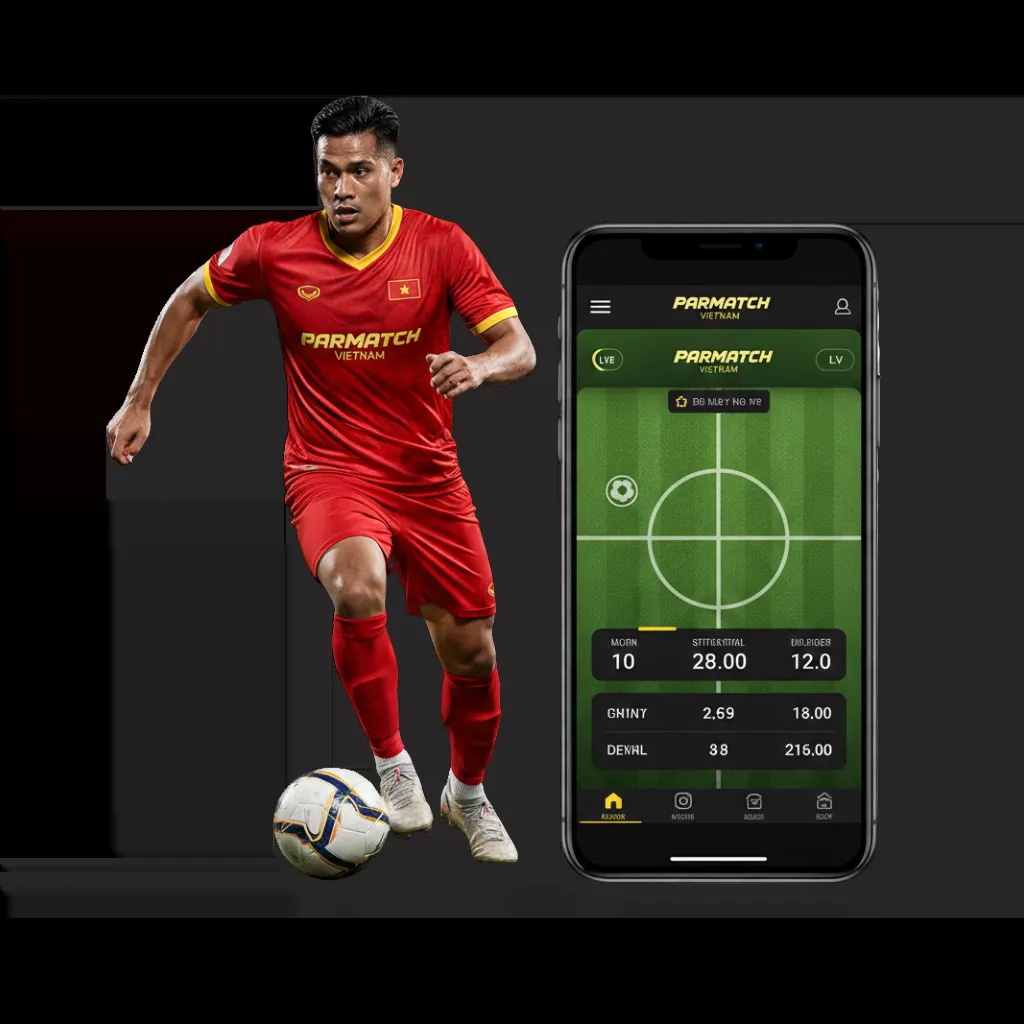 Parimatch newsletter hero: football player beside the partner app